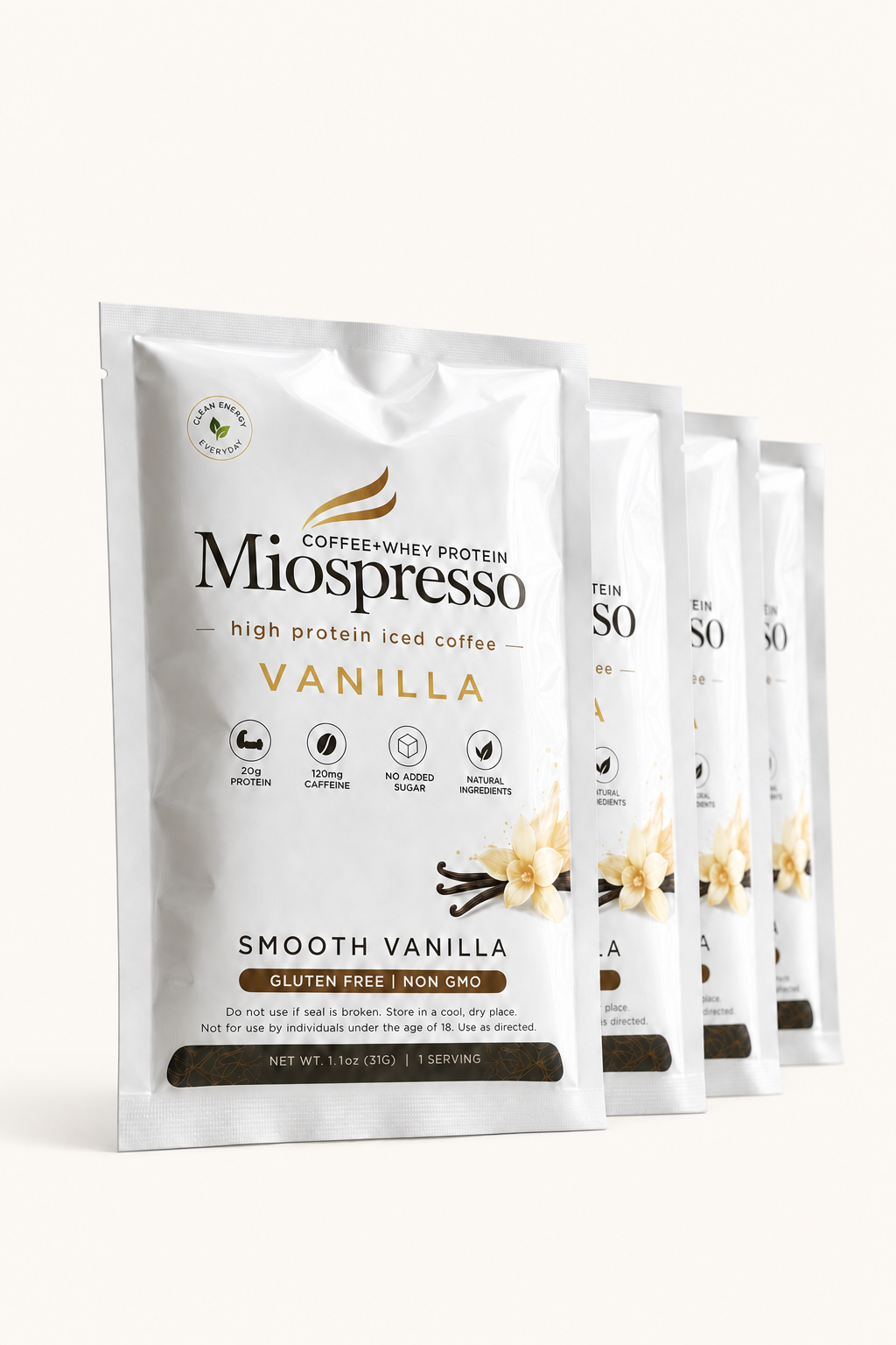 Miospresso Vanilla packet lineup